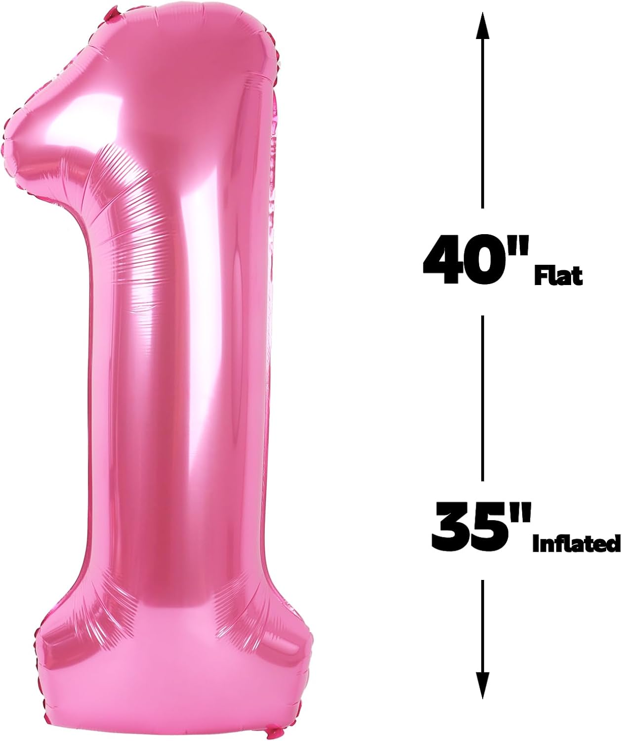 Pink Number 1 Balloon - 40 Inch Foil Birthday Decoration for Boys & Girls | Perfect for 1st, 10th, 11th, 12th, 16th, 18th Celebrations