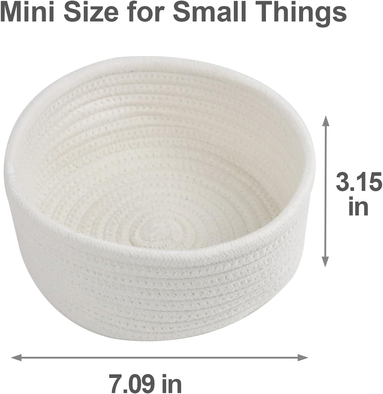 Small Woven Baskets Set by [Brand Name] - Cute Cotton Rope Organizers for Nursery & Bathroom | 3 Mini Baskets