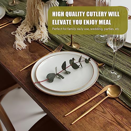 40 Piece Gold Silverware Set for 8 – Stainless Steel Flatware Utensils for Home & Wedding