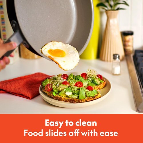 Bella 9-Piece Ceramic Nonstick Cookware Set - Dishwasher & Oven Safe, Stackable Design, Black