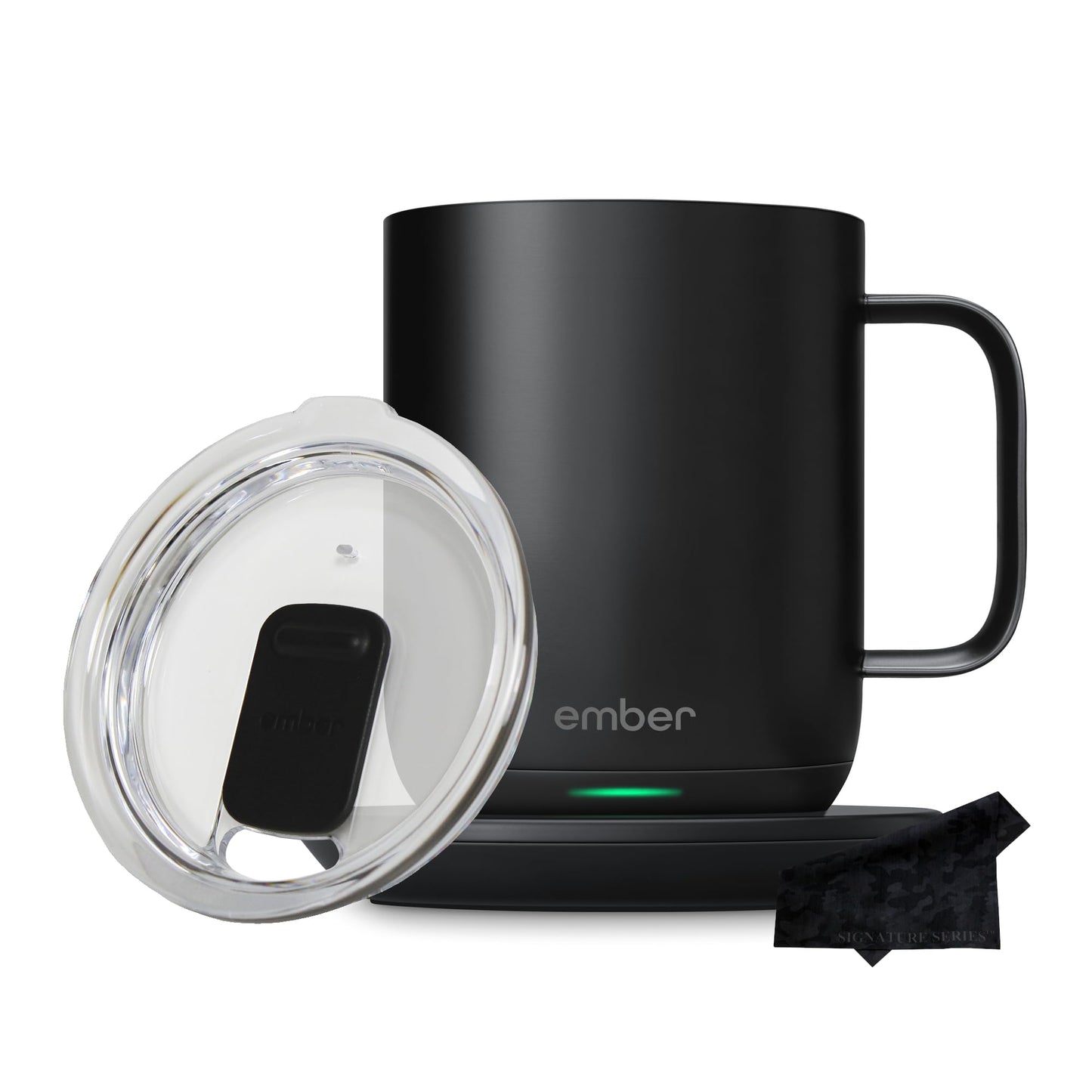 Ember Temperature Control Smart Mug 2, 10 oz Black, App Controlled Heated Coffee Cup | Double your battery life when you pair with an Ember Sliding Lid and Signature Series Cloth