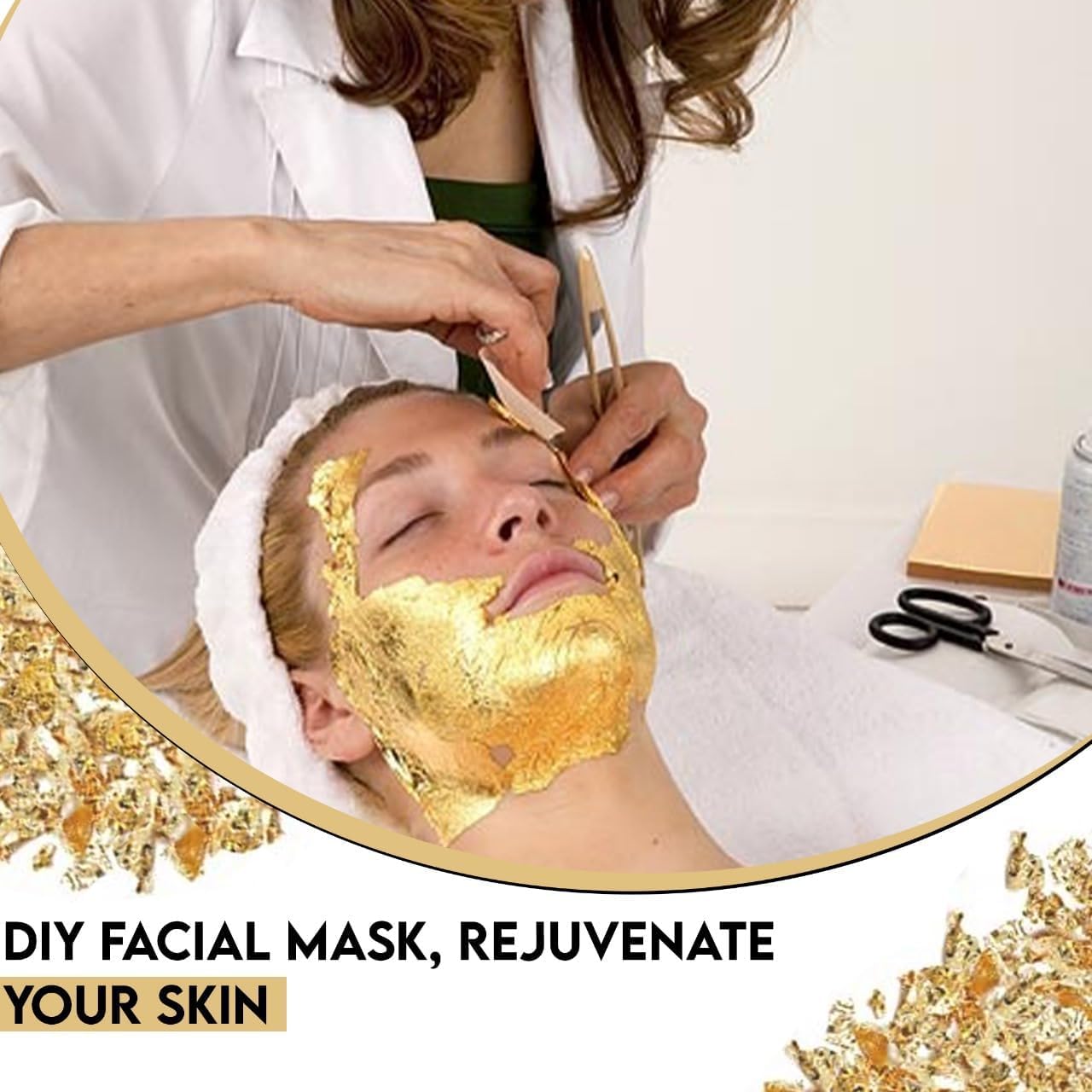 Edible Gold Leaf Sheets, 1.7 x 1.7 in, Pack of 10 Edible Gold Leaf Sheets for Cakes, Desserts, Candies, Art and Craft, Face Masks and Nail Art (10 Sheets)