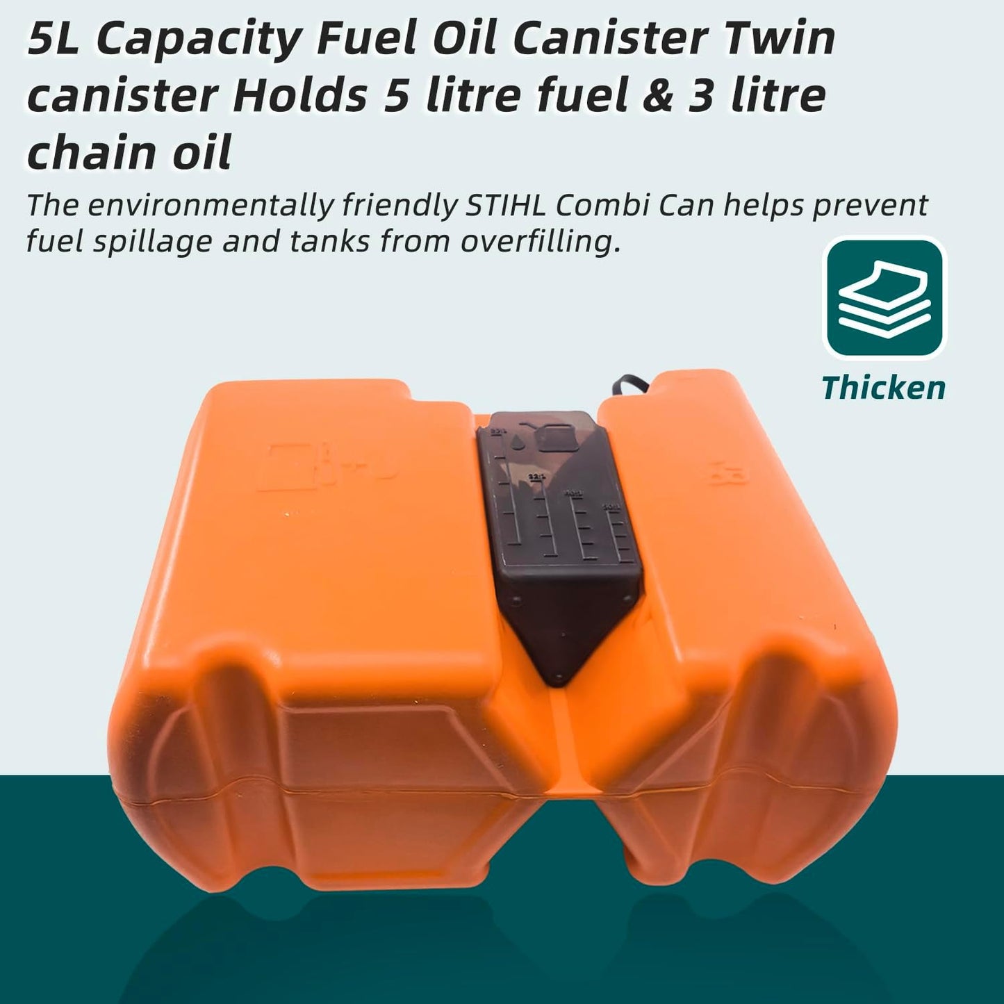 Skiennix Fuel Container - Spill-Proof Smart Control Spout with Bonus Extender | 5L + 2.5L Oil - Orange