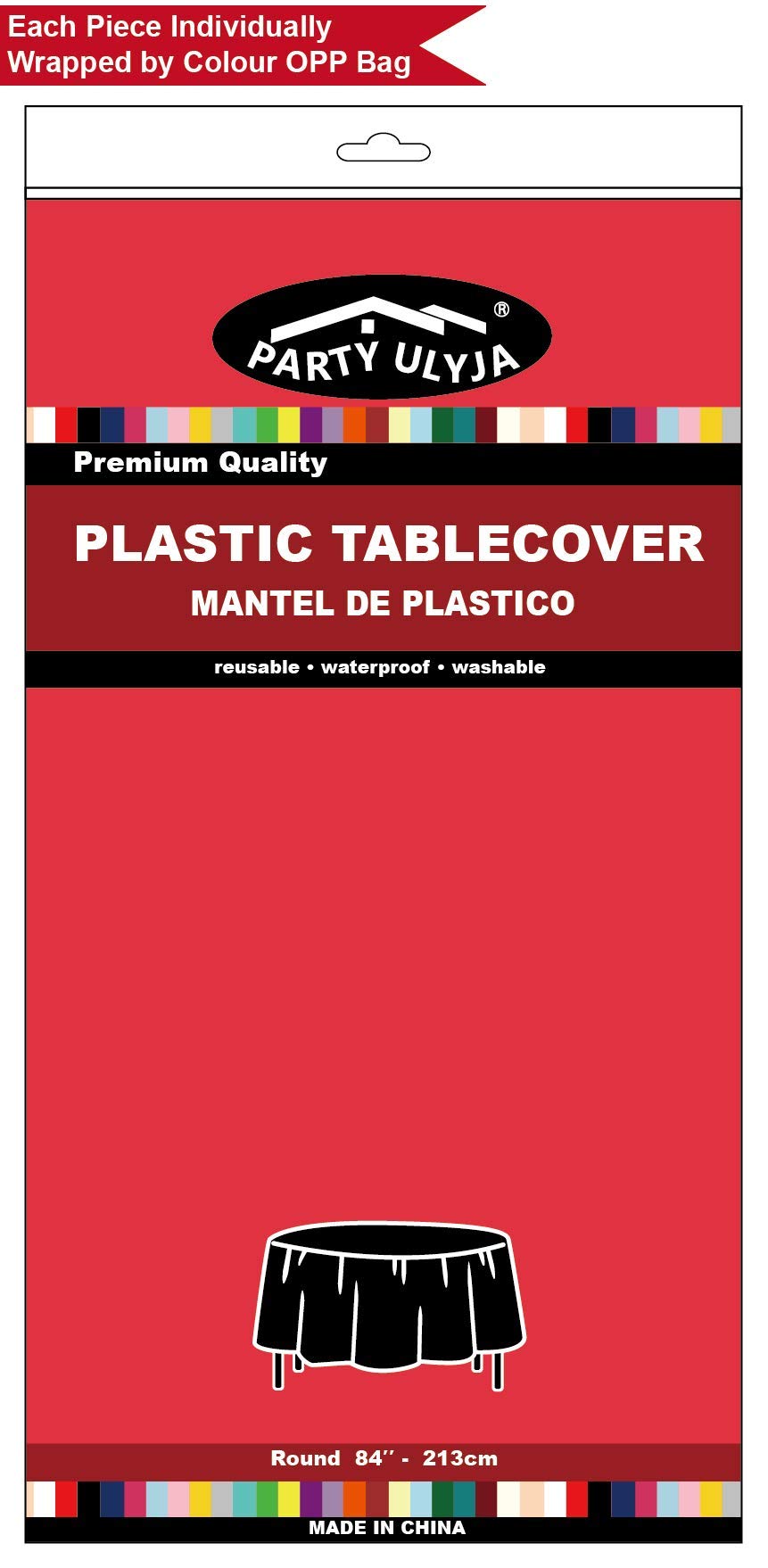 Red Plastic Tablecloths 2 Pack Ruby Disposable Table Covers 84 Inch Circle Bridal Shower Party Tablecovers PEVA Solid Table Cloths for Picnic Birthday Wedding Banquet Parties 6 ft Round Table Use
