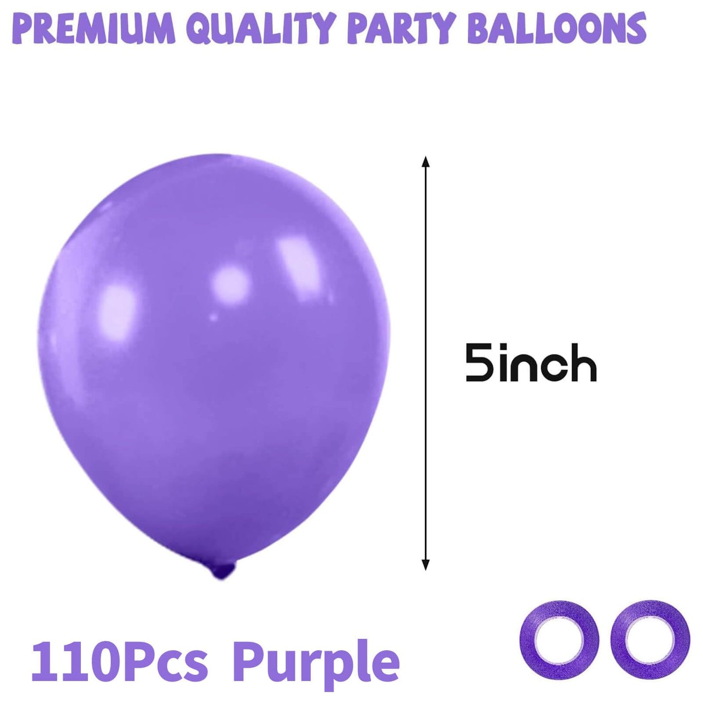 Purple Balloons 110Pcs, 5 Inch Small Purple Latex Party Balloons, Mini Thick Purple Balloons for Birthday Wedding Baby Shower Decorations.
