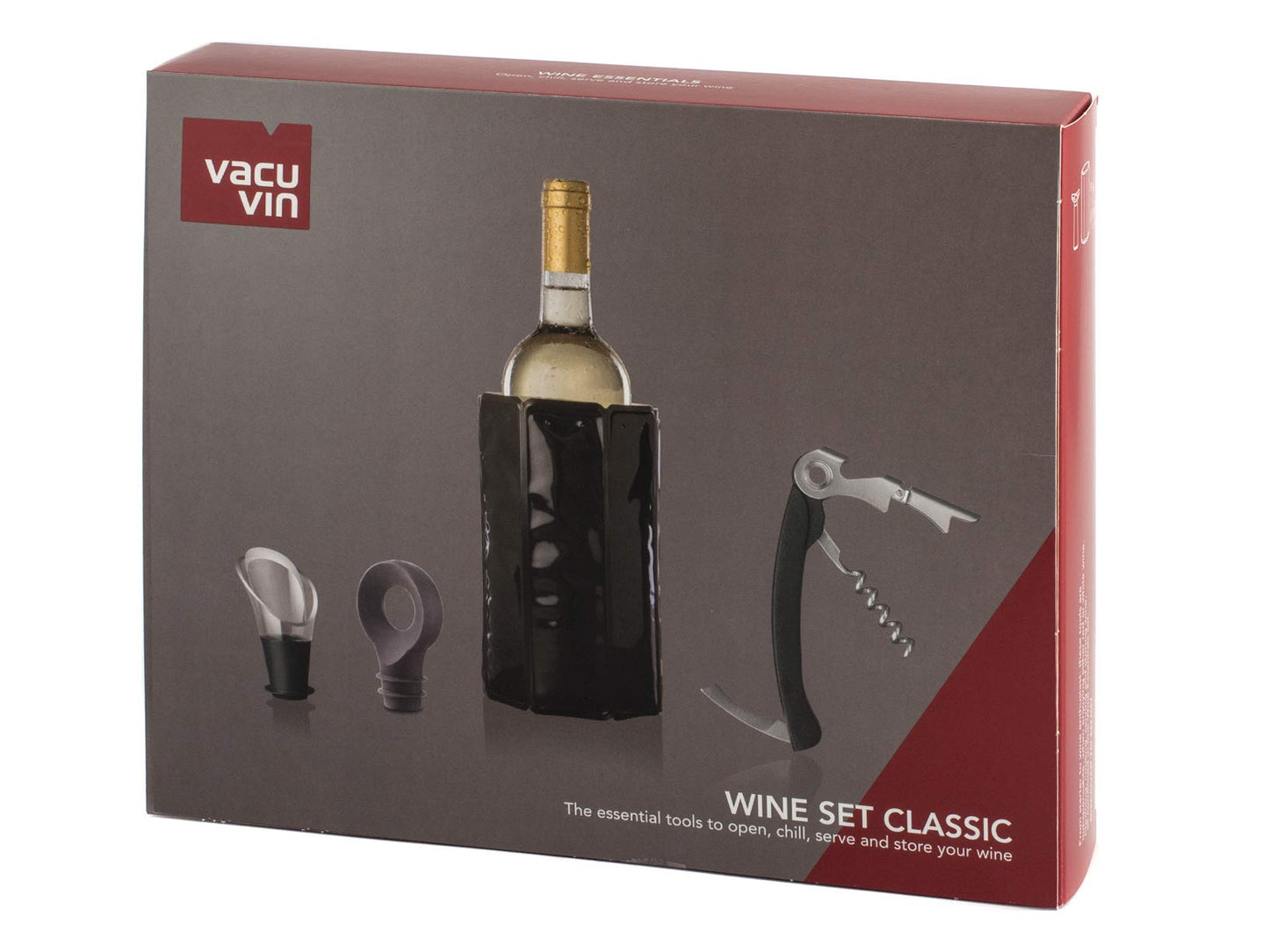 Vacu Vin Wine Set Classic – 4-Piece Wine Saver & Pourer Gift Set | Includes Wine Pump, 2 Stoppers & Wine Server | Preserve Wine Freshness & Enjoy Drip-Free Pouring