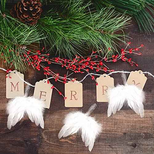 15PCS Angel Feather Wings Ornament White Angel Wing Ornament for Crafts Christmas Tree Mini Hanging Angel Wings Ornament for Christmas Tree Decor Weeding Party (15, White)