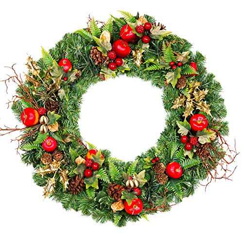 Shappy 400 Pieces Elliptical Artificial Holly Berries on Wire for Christmas Decoration and Floral Arrangement (Red and Gold)
