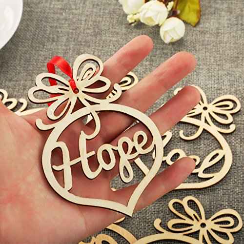 18 Pieces Christmas Wooden Hollow Ornament Tree Decorations Wooden Hollow Letter Religious Christmas Tree Hanging Pendant Decor Xmas Holiday Hanging Crafts