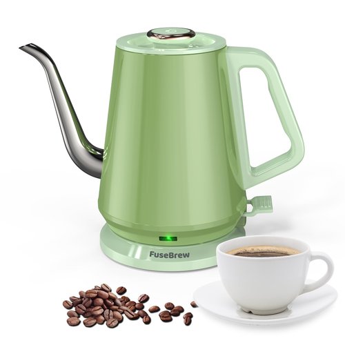 Gooseneck Electric Kettle(0.8L),1200 Watts Fast Boiling,Stainless Steel BPA Free,Automatic Shut Off,Pour Over Kettle for Small Kitchen,RV,Trip,Coffee & Tea- Green