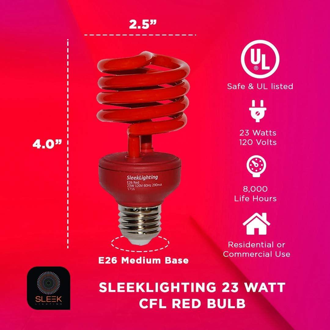 23W T2 Orange Spiral CFL Light Bulbs - Energy Saver, E26 Base, UL Approved (4-Pack)