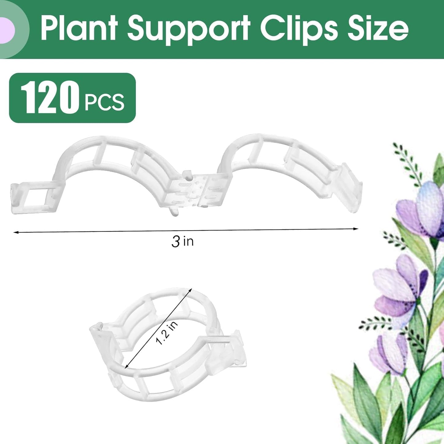 Skiennix 120pcs White Plant Support Clips - Durable Tomato & Grape Vine Clips for Garden Trellis
