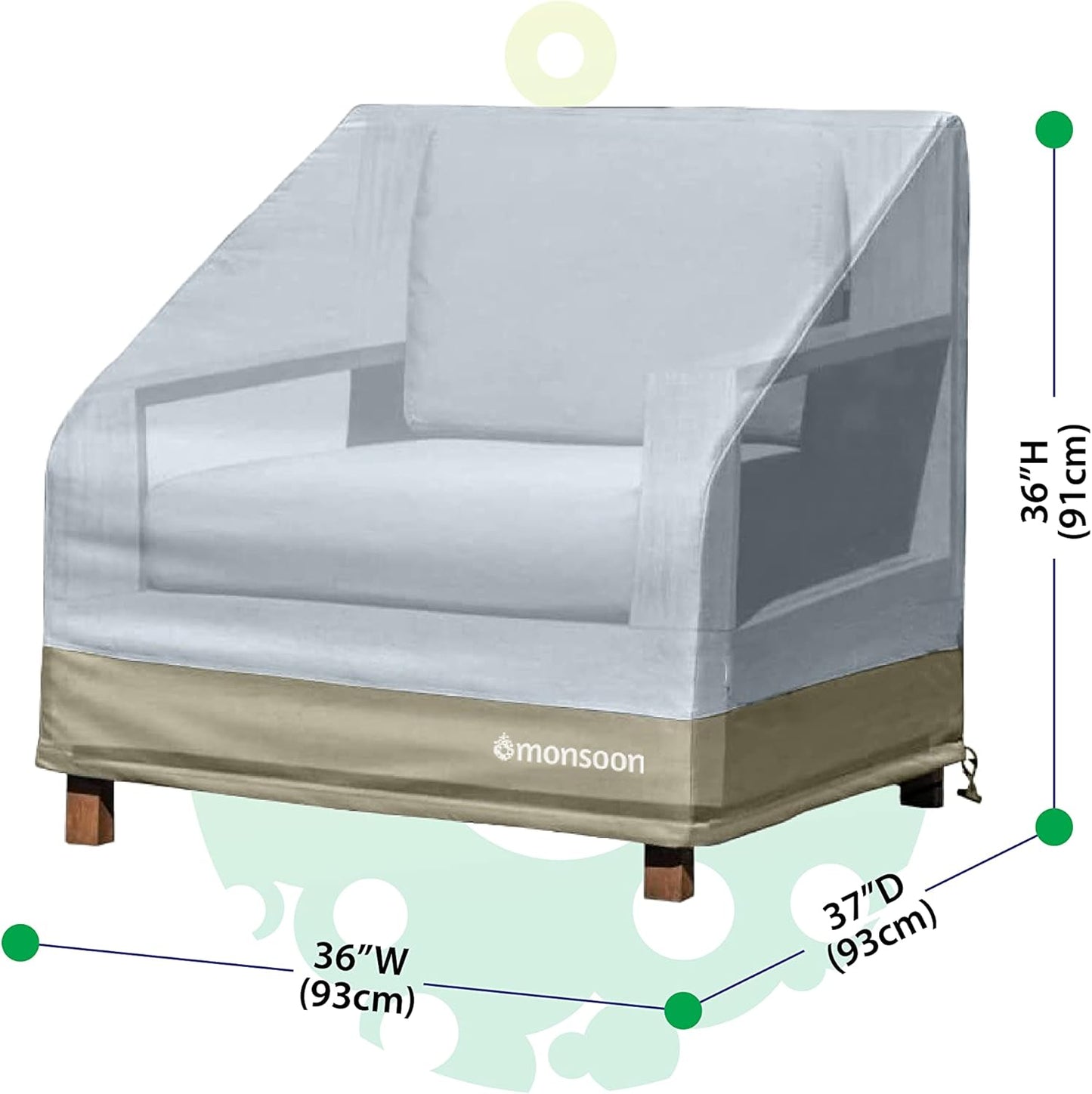 Monsoon Patio Chair Cover - Waterproof Outdoor Furniture Protection | 36" - 2-Pack