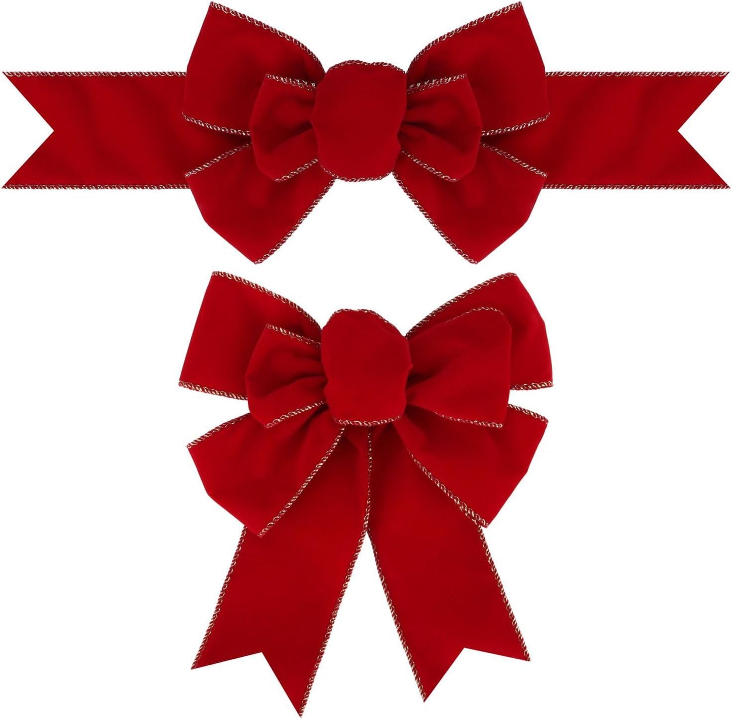 Meseey Red Velvet Christmas Burlap Bows - Handmade Decorative Ornaments for Wreaths & Gifts (Large)