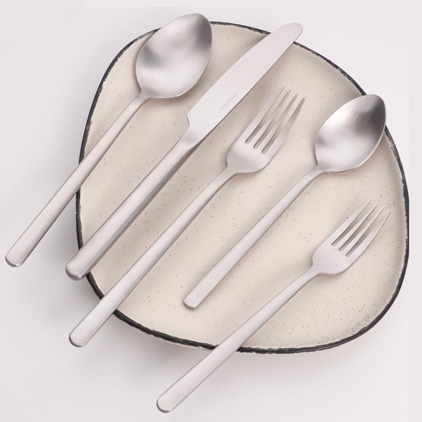 KINGSTONE 30 Pieces Silverware Set, Flatware Cutlery Set for 6, 18/10 Stainless Steel Silverware Utensils Minimalist Design Dishwasher Safe, Matte Silver