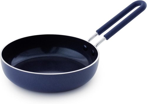 Blue Diamond Mini Egg Frying Pan - Diamond Infused Nonstick Ceramic, PFAS-Free, Dishwasher Safe, Blue