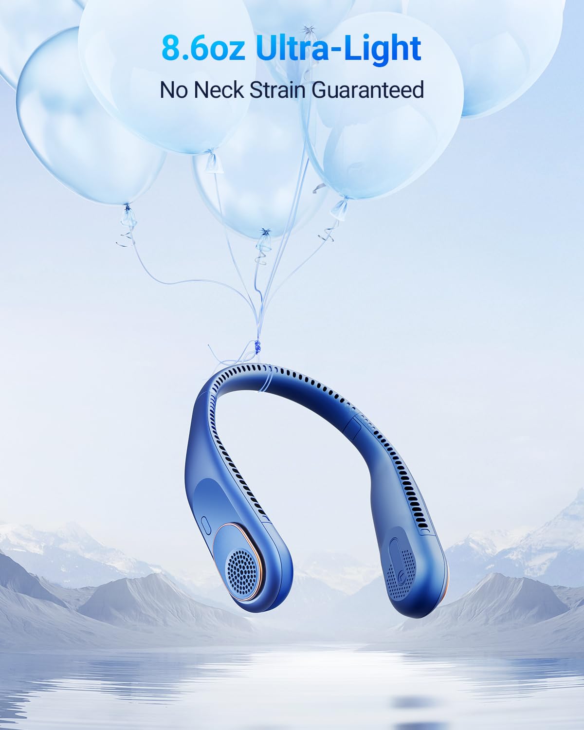 SWEETFULL Portable Neck Fan Bladeless Personal Fan 4000mAh Rechargeable Battery Operated Wearable Small Fan,360° Cooling Airflow, 3 Speed Neck Cooler for Women Men (5000mAh, Black) (Light White)