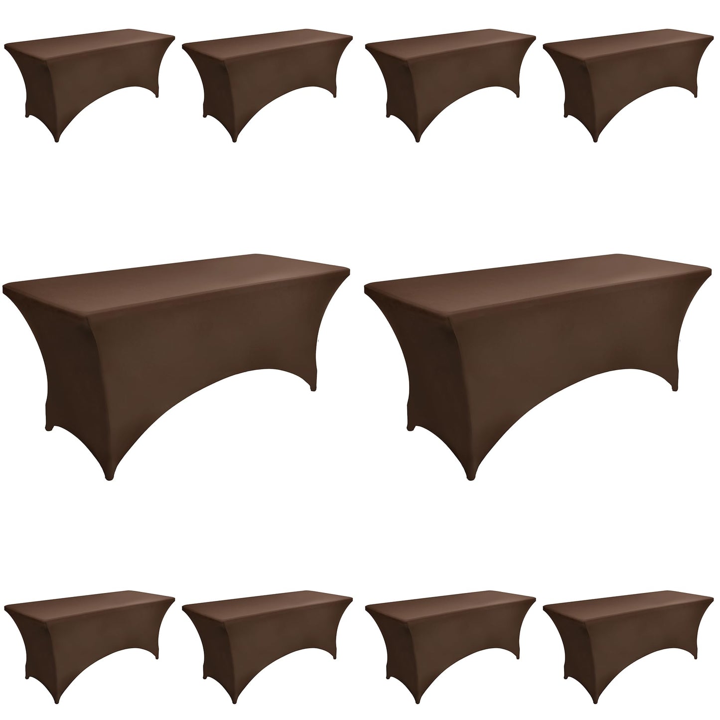 ZarzaaSik 10-Pack 6ft Spandex Table Covers for Rectangle Standard Folding Tables - Wrinkle Resistant Stretch Tablecloths - Ultimate Fitted Table Protector for Parties, Banquet, Wedding