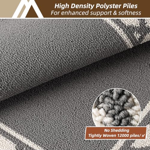 Grey Washable Kitchen Rugs Set of 2 Non-Slip 20x30 & 20x48 Inches