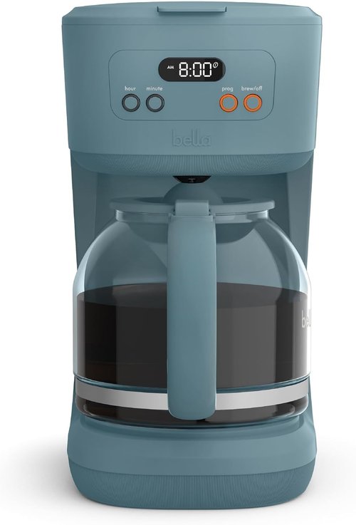 Bella 12-Cup Programmable Coffee Maker - Easy LCD Display, Auto Shutoff, Reusable Accessories | Surf Color