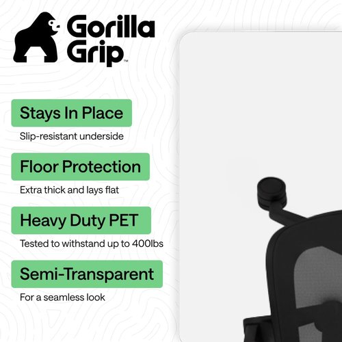 GORILLA GRIP Clear Office Chair Mat - Slip Resistant, Smooth Rolling, 36x48 for Hardwood Floors