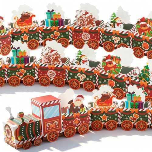 Threetols 24 Pcs 2025 DIY Christmas Advent Calendar Boxes, Empty 24 Days Christmas Countdown Calendar Gift Box Colorful Train Xmas Advent Calendars Boxes for Xmas Holiday Decorations