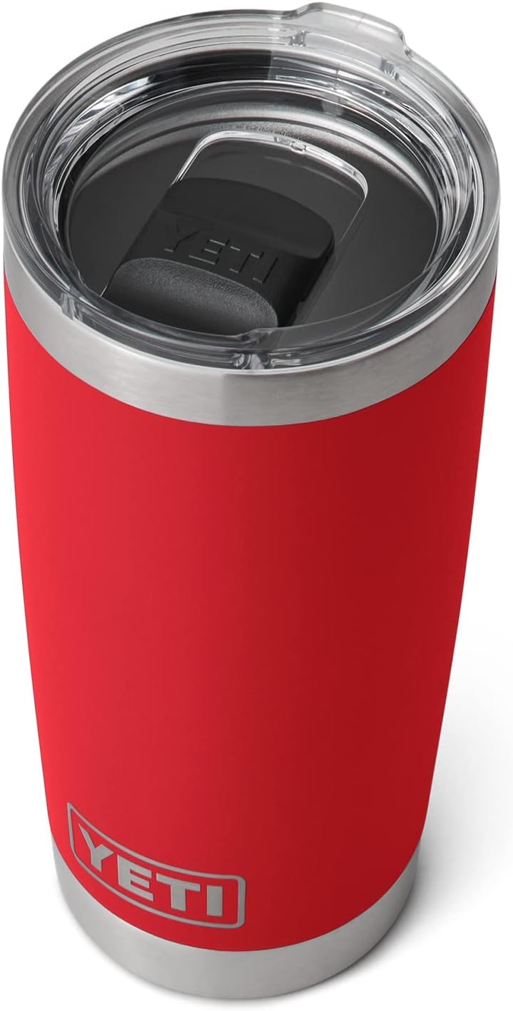 YETI Rambler 20 oz Tumbler, Stainless Steel, Vacuum Insulated with MagSlider Lid, Rescue Red