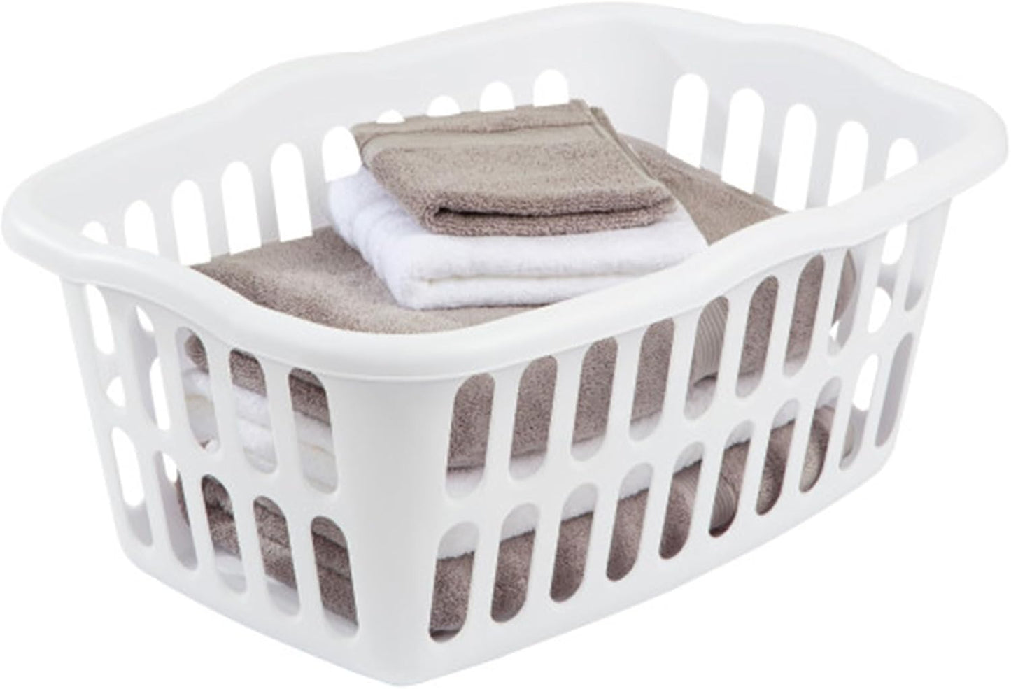 Sterilite Rectangular Laundry Basket - 12-Pack Plastic Hamper, 1.5 Bushel, White | Ideal for Bedroom & Bathroom Storage