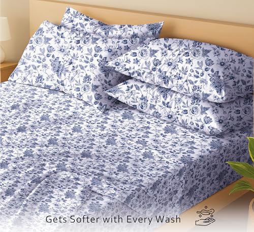 Queen Cotton Bed Sheet Set with Floral Pattern - Wild Flower