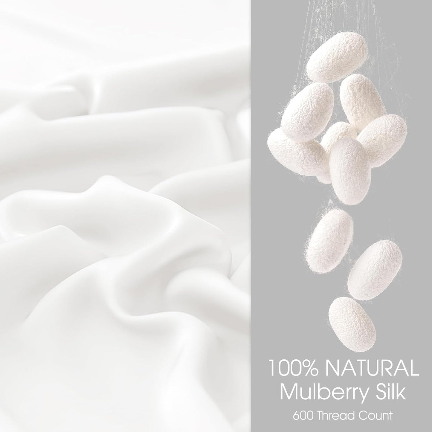 Skiennix 100% Mulberry Silk Pillowcases - Set of 2 Queen Size for Hair & Skin | Soft, Breathable, White