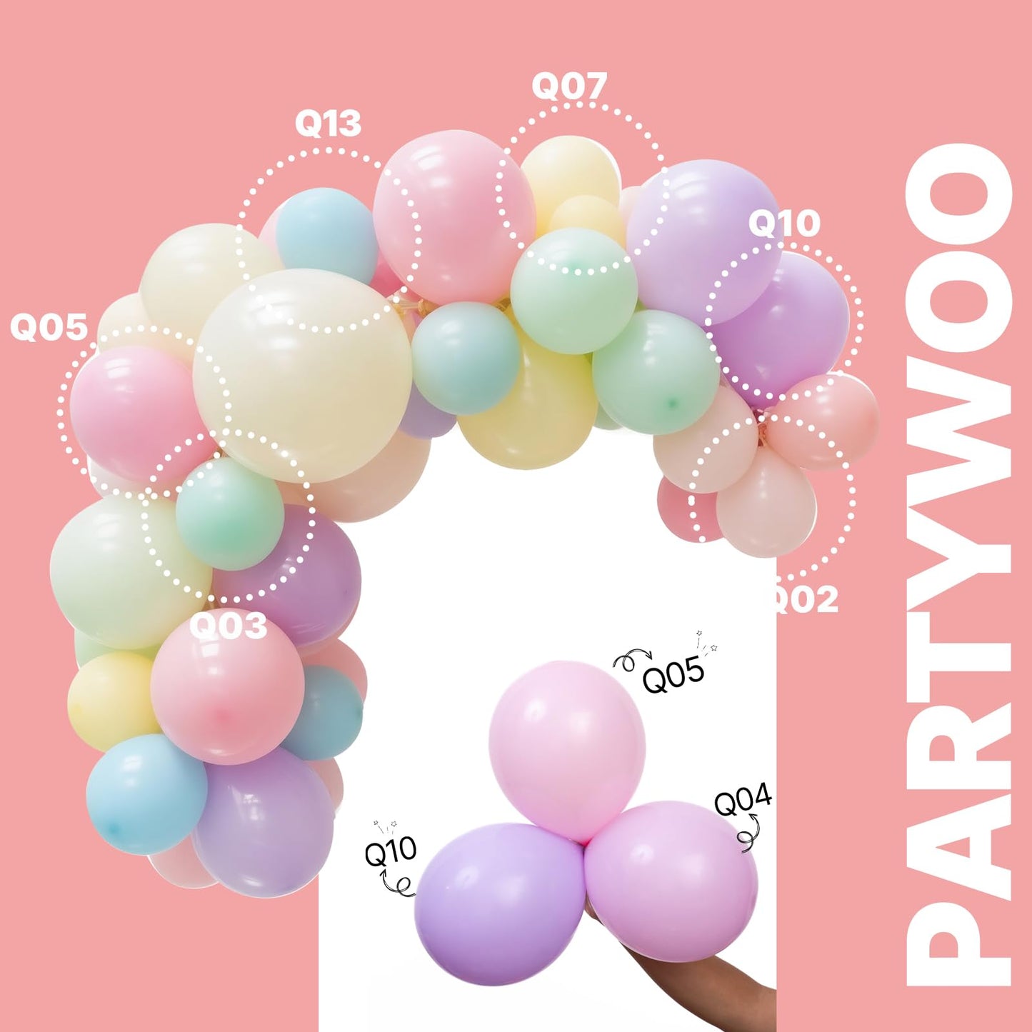 PartyWoo Pastel Balloons 66pcs 12 Inch Pastel Rainbow Latex Balloons for Baby Shower Gender Reveal Engagement Bachelorette Easter Bridal Shower Anniversary Retirement Birthday Party Decorations