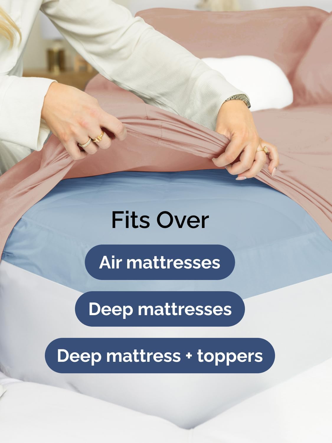 Skiennix Extra Deep King Sheet Set - 6 Piece Breathable Cooling Bedding - Soft, Wrinkle-Free Comfort - Mauve