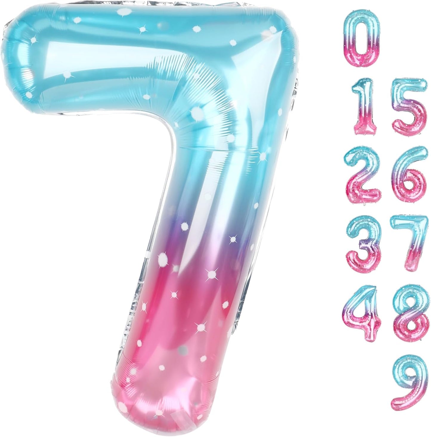 Skiennix 40-Inch Number 7 Balloon - Vibrant Pink, Purple & Blue Birthday Decorations for All Ages