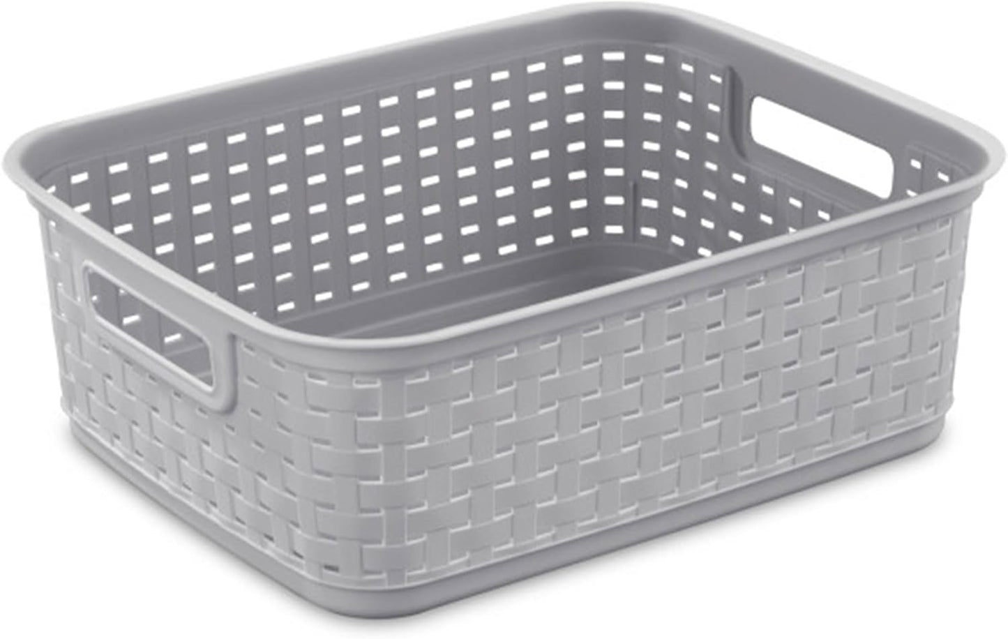 Sterilite Short Plastic Weave Storage Baskets - Stylish Organization for Crafts & Jewelry | Gray, 6-Pack