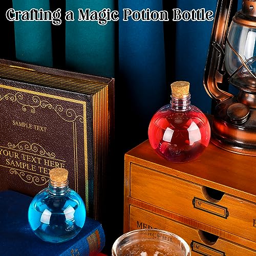 Plastic Potion Bottles with Cork - 30 Pcs 6 Oz Ball Shape DIY Craft Decor - Wood/Cork Variation