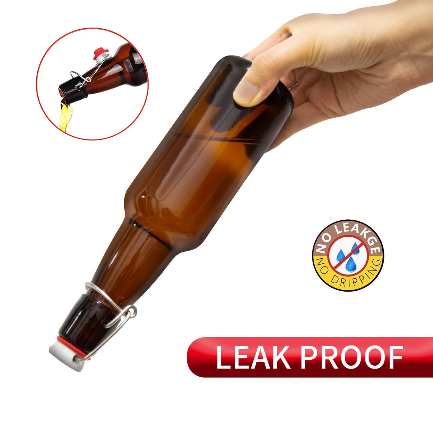 Zelomithe 12oz Amber glass bottle with Airtight Stopper Lids (10 Pack) -Swing Top Glass Bottles-Flip Top Brewing Bottle for Fermentation, Kombucha, Mead, Vinegar, Beer, Kefir, Wine,Soda,whisky