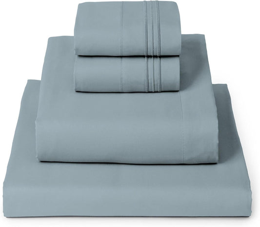 Mellanni King Sheets Set - 4 PC Hotel Luxury Bedding | Extra Soft, Cooling, Wrinkle-Resistant (King, Spa Blue)