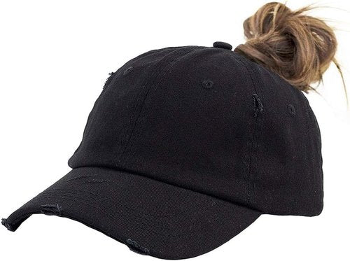 Eohak Ponytail Baseball Hat - Distressed Retro Style for Women | Comfortable Twill Design