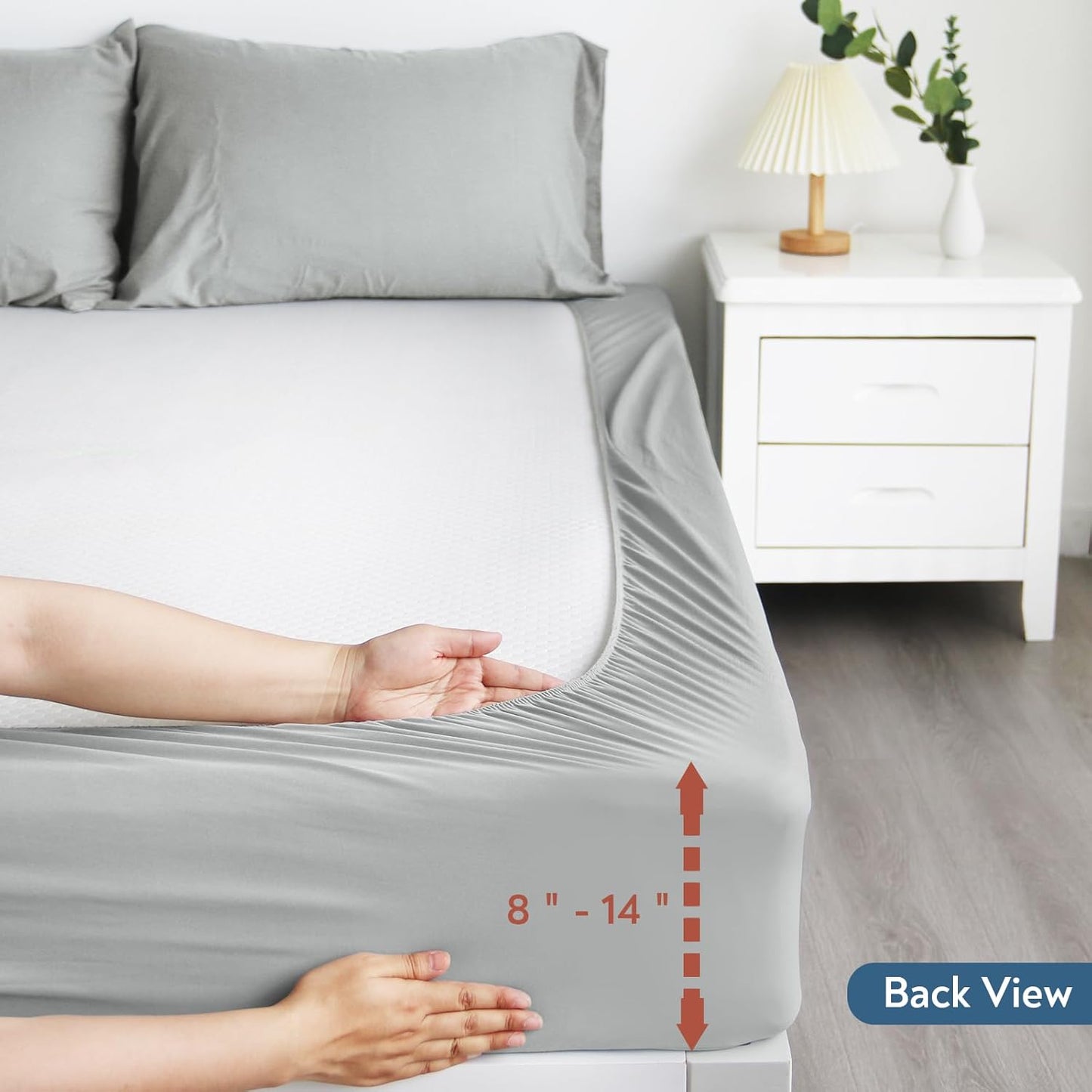 Magik & Kover Twin Mattress Protector - Waterproof Bed Cover 2 Pack | Machine Washable, Deep Pocket, Grey