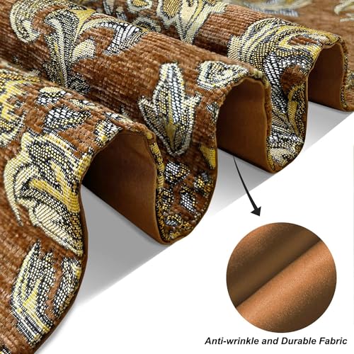 Caramel Table Runners 108 inches Long Vintage French Floral Chenille