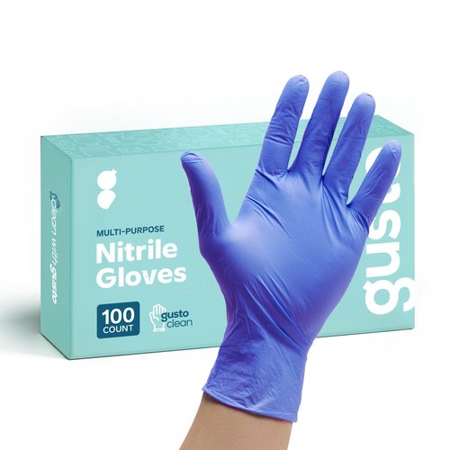 GUSTO Blue Nitrile Disposable Gloves [100 Count] 4 Mil Thick - Latex & Rubber Free - Non-Sterile, Powder-Free Gloves for Cleaning, Cooking, and Professional Use - Medium (Formerly Comfy Package)