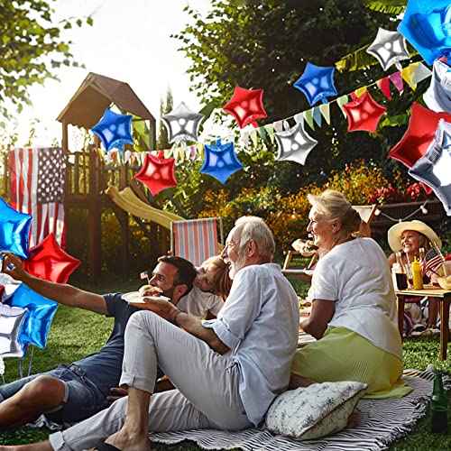 Blue Red White Star Foil Balloons Decorations, FEBSNOW 30Pcs 18 inch 4th of July Balloons for Independence Day Patriotic Party Memorial Day Birthday Decorations Supplier