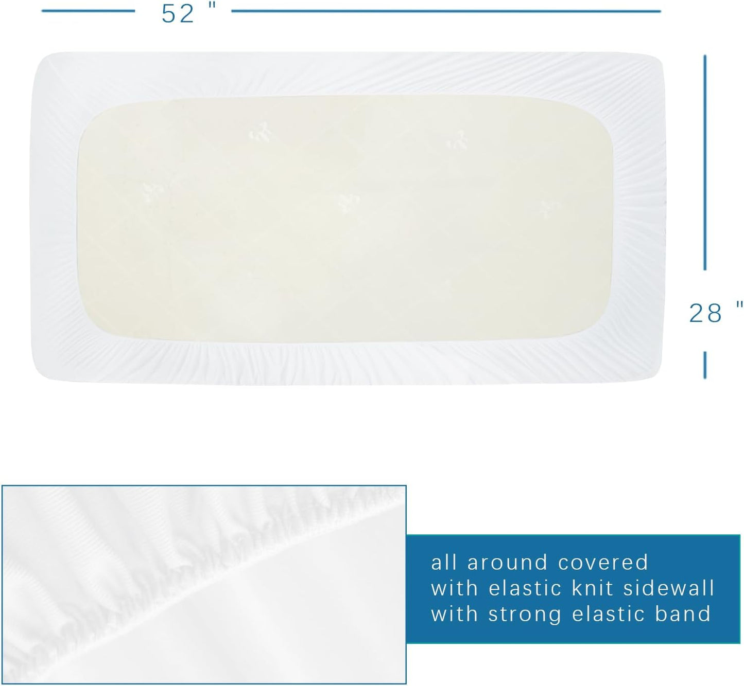 Skiennix Crib Mattress Protector - Waterproof Fitted Pad Cover | Soft Terry & Breathable - 2 Pack