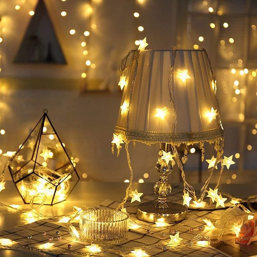 WFGGEH Star Fairy String Lights - 10ft USB Powered 20 LED Warm White for Party & Home Decor