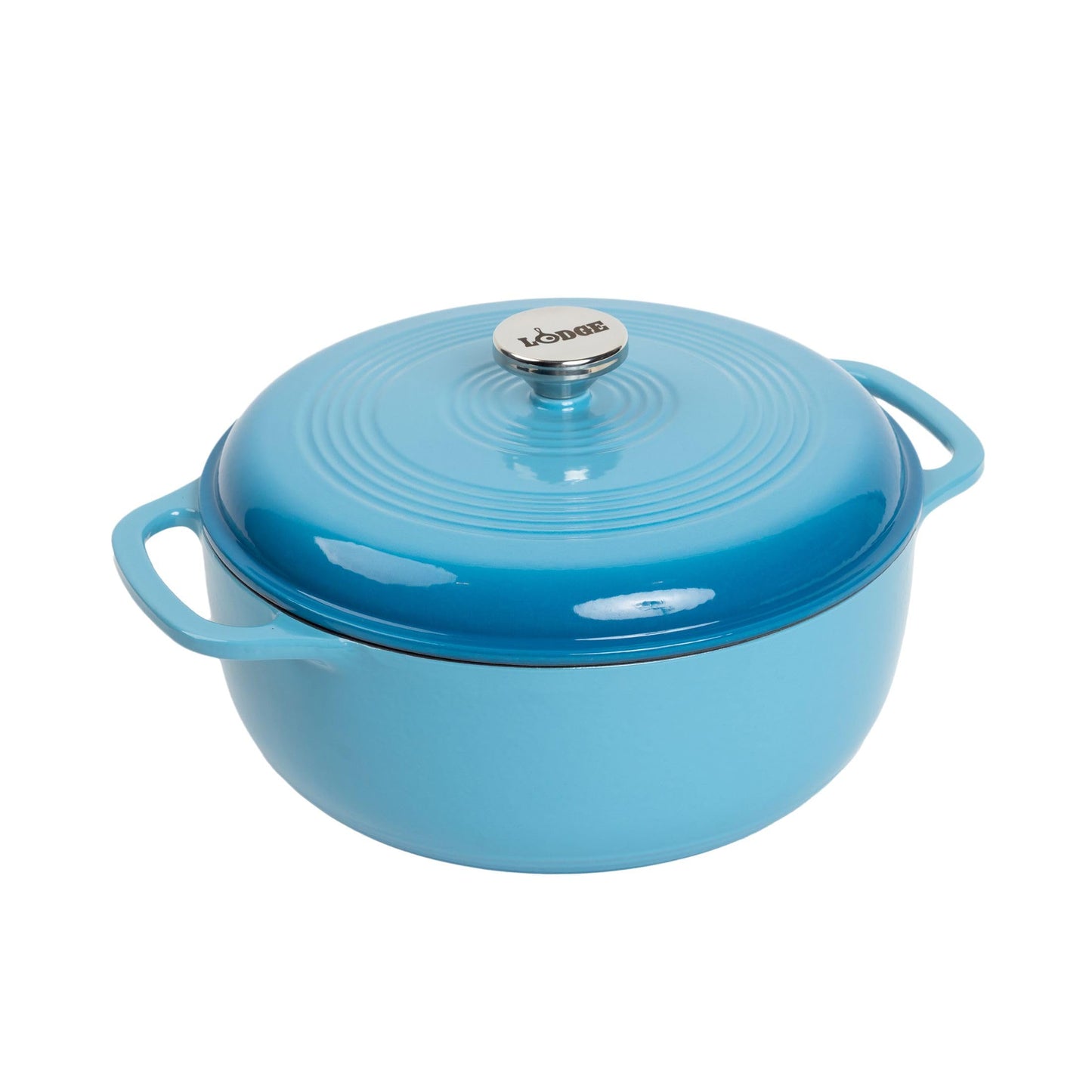 Lodge Essential Enamel Cast Iron Dutch Oven - Perfect for Bread Baking, Braising, Marinating & Slow Cooking - Features Moisture-Sealing Lid & Dual Handles - Kitchen Essentials - 6 Quarts - Cornflower Blue