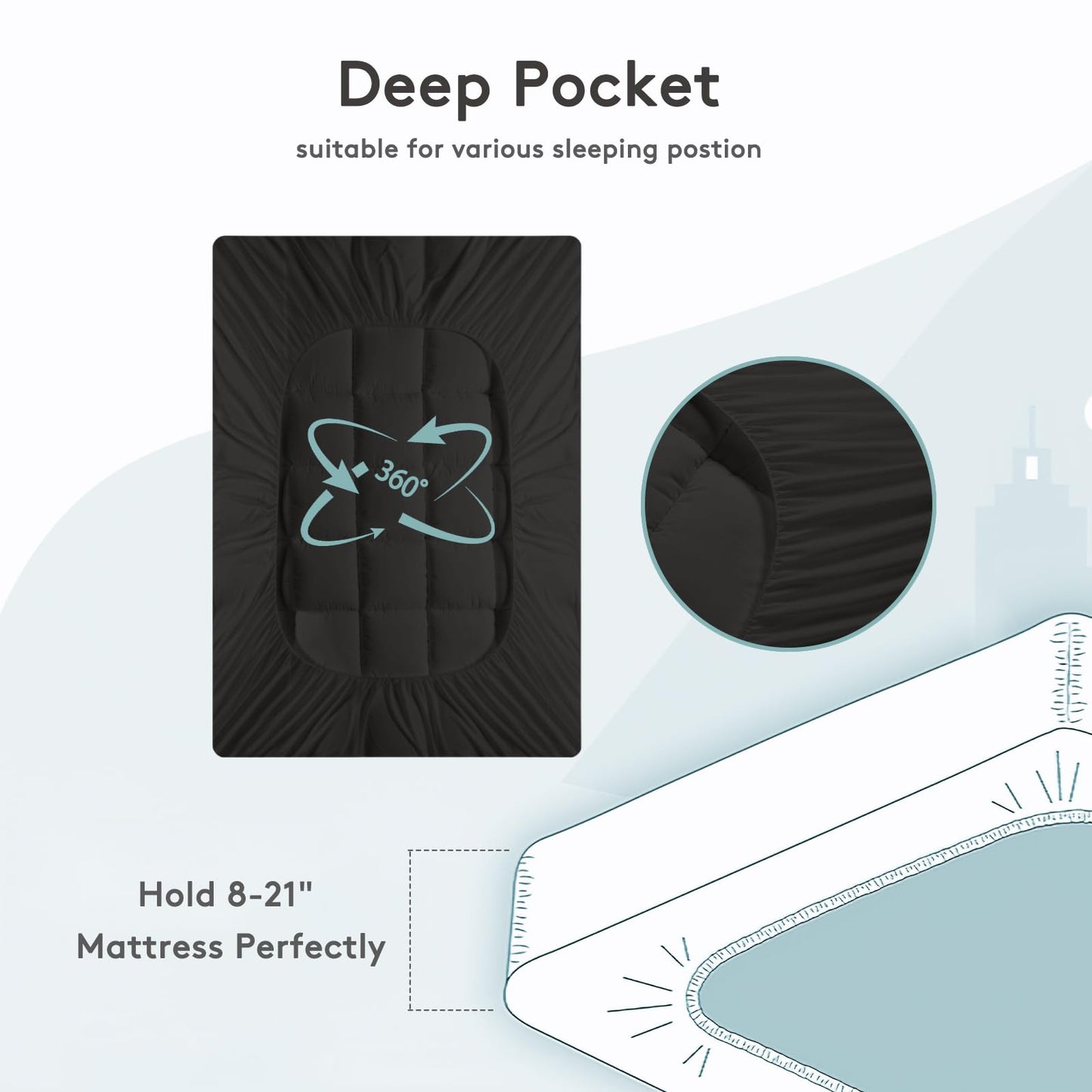 SameBed Mattress Topper Twin,Extra Thick Mattress Pad Cover for Back Pain,Cooling Mattress Protector with 8-21 Inch Deep Pocket,Overfilled Down Alternative Filling,Black