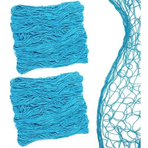 Fish Net Decoration Nautical Netting Decor - Fishing Net Decor, Mermaid Birthday Decorations, Under the Sea Party, Pirate Party Fishnet, Decorative Beach Party, Baby Shark Ocean - Turquoise Color 48¡± x 144¡± Inches [2 Pack]