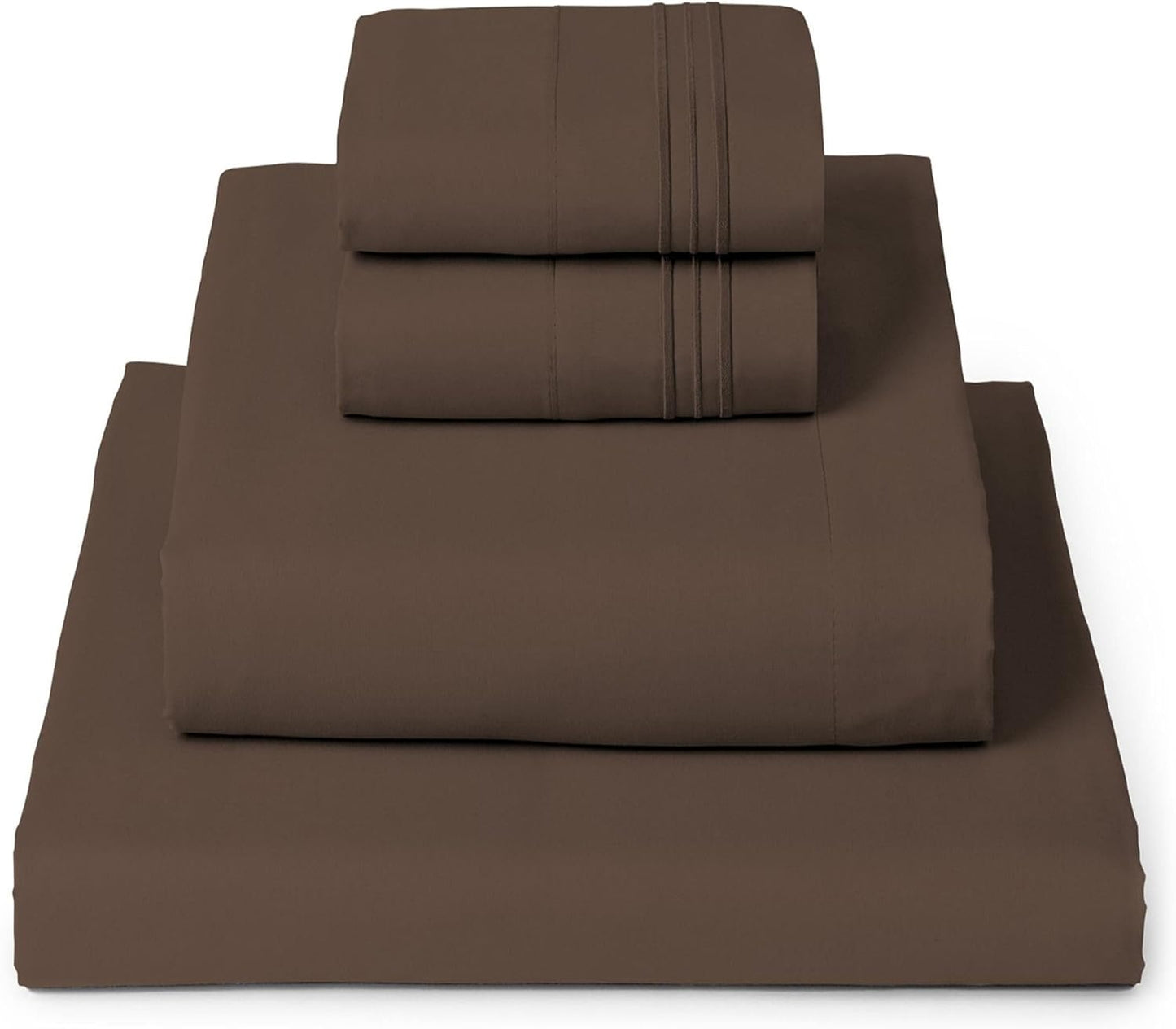 Mellanni Full Sheets Set - 4 PC Hotel Luxury Bedding | Extra Soft, Cooling, Wrinkle-Resistant (Brown)