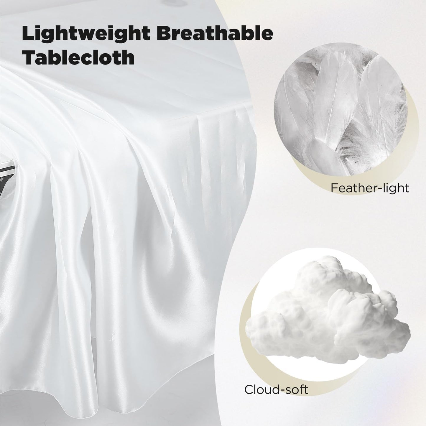White Tablecloths for Rectangle Tables 10 Pack 60 x 126 Inches Reusable and Washable Table Clothes for 6-8 Ft Tables Polyester Fabric Wrinkle Resistant Heat Proof Table Covers for Wedding Party