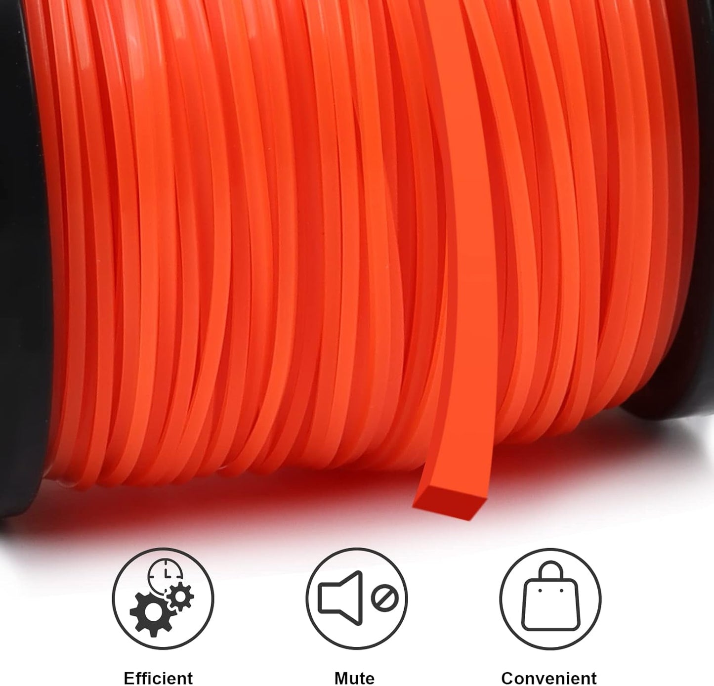 Viabrico String Trimmer Line - Heavy Duty Square Orange Weed Eater String | Premium Nylon 0.095" x 330ft